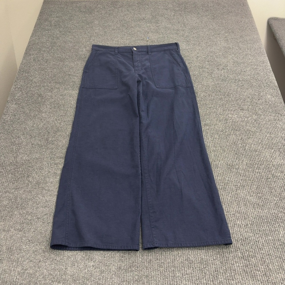 J Crew Pants Womens 30 Blue Cotton Stretch Wide Leg Trousers Casual Minimalist